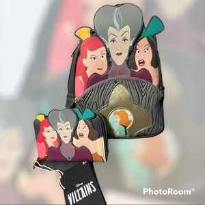 Loungefly Evil Stepmother and Stepsisters mini backpack and wallet
